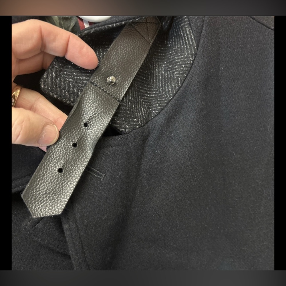 Ted Baker London Men's Zachary Double Breasted Black Overcoat Italy Wool 5(XL) - Picture 4 of 9